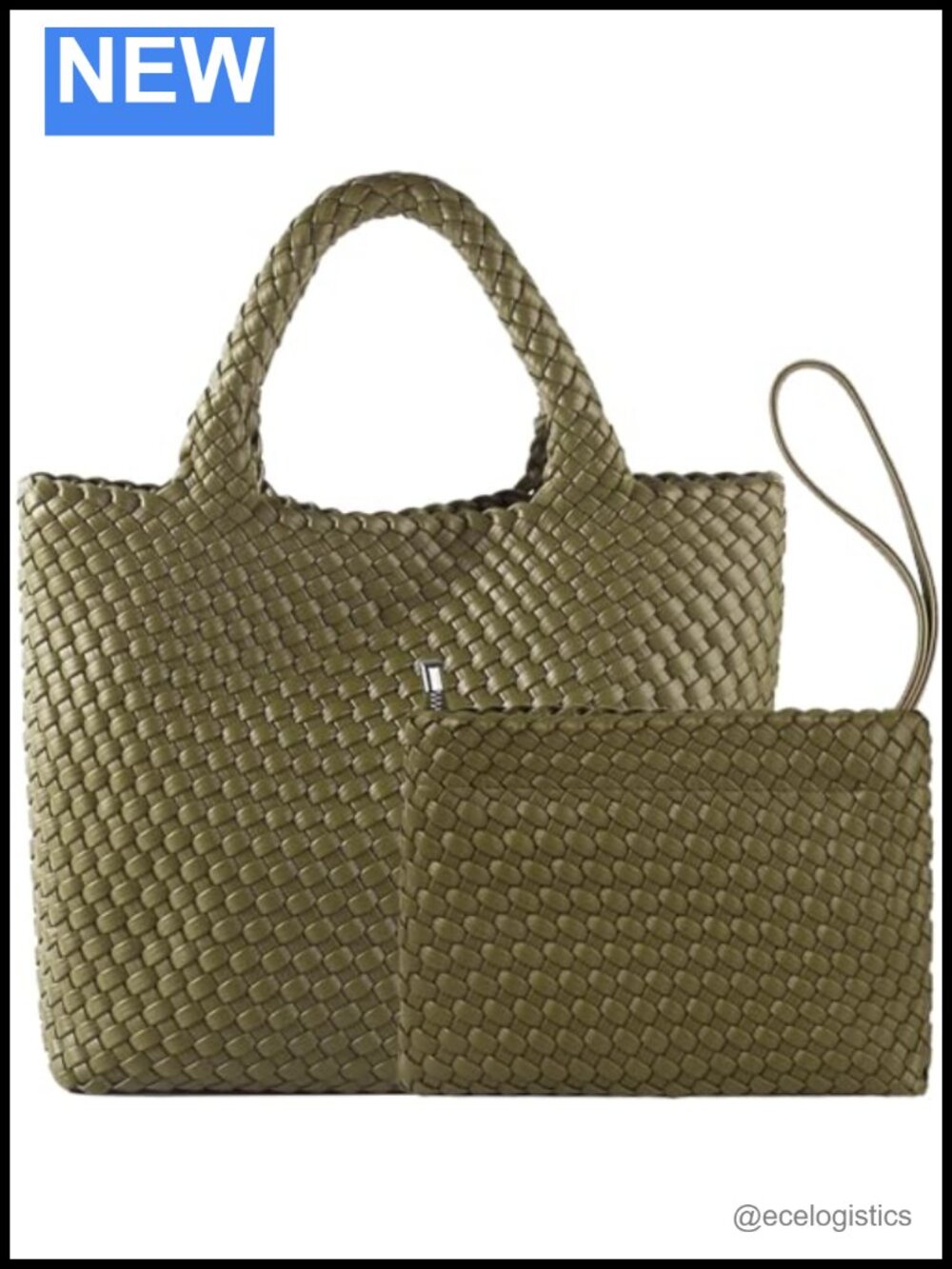 Woven Tote Bag Large Capacity Vegan Leather Shoulder Handbag Purse